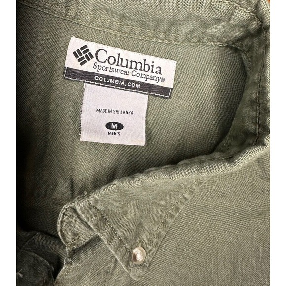 Columbia One Pocket Button Short Sleeve 100% Cotton Shirt Men's Green Size Med - Picture 6 of 9
